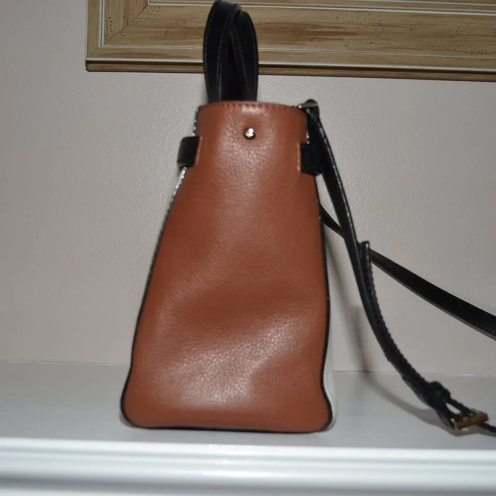Kate Spade Houston Street Leo Pebble Leather Color Block Satchel Crossbody Bag